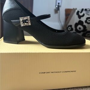 Black Mary Jane Rhinestone Buckle Strap Heels - Cosy Island - Size 5 NWT